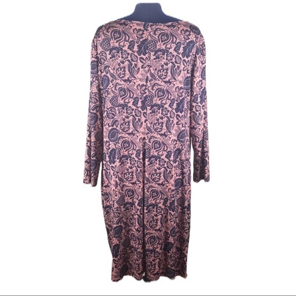 Isabel &‎ Alice 3X modern asymmetric ruched contrast red/blue patterns dress - Picture 3 of 10